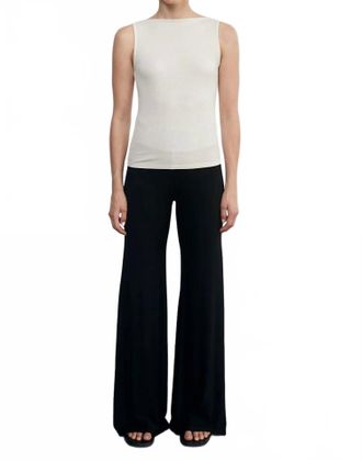 Enza Costa Silk Knit Sleeveless Boatneck Top In Canvas