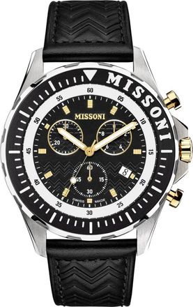 Missoni Zwitserse Chronograaf Sportieve Elegantie Horloge - Heren - Horloges - Zwart - ONE Size - Leer - Accessoires