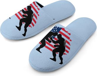 Generic Wrestling Flag Mens Slippers Warm Non-Slip Houes Shose Spa Slipper for Home Bedroom