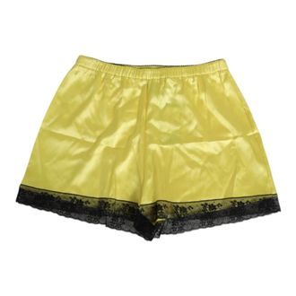 Dolce & Gabbana Short Shorts, female, Yellow, Size: XS Yellow Satin Silk Underwear Shorts