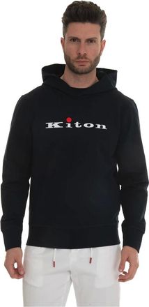 Kiton Heren, Sweatshirts & Hoodies, Blauw, Maat: M Katoen