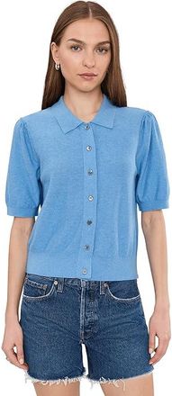 Michael Stars Sparrow Button-Up Collared Top Womens Sweater Blue Ribbon : LG (US 8-10), Cashmere/Cotton