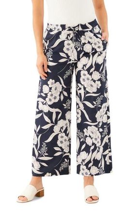 Karen Kane Floral Print Cotton Drawstring Ankle Wide Leg Pants at Nordstrom, Size X-Small