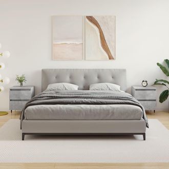 vidaXL Vidaxl - Mesitas Noche 2 Uds Madera Ingenier&iacute;a Gris Hormig&oacute;n 40x35x50 Cm