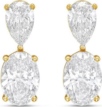 Diana M. Jewels 14K Yellow Gold 12.00 Cts of Lab grown pear and oval shape diamond drop earrings