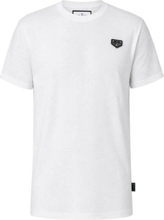 Philipp Plein T-Shirt Round Neck Ss Monogram - Heren - T-shirts - Wit - 4XL - Katoen - Tops