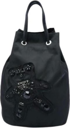 Prada Pre-owned Beaded Nylon Bucket Bag - Pre-owned - Mujer - Negro - ONE SIZE