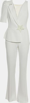 Elisabetta Franchi White Crepe Star Detail Jumpsuit