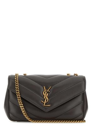 Saint Laurent Dark Grey Leather Small Lou Lou Shoulder Bag