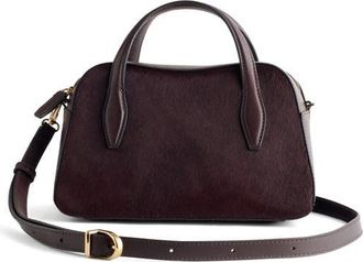Madewell The Mini Belted Genuine Calf Hair Crossbody Bag in Chocolate Raisin at Nordstrom
