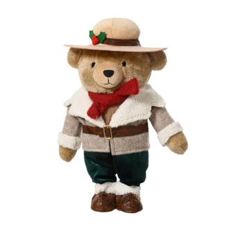 MondoViro Oso con sombrero y abrigo beige, 18 x 14 cm, 31 cm de alto