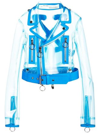 Off-white transparent biker jacket - women - Polyurethane - 38 - Blue