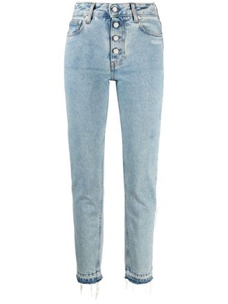 Off-white high-waisted straight-leg jeans - women - Cotton/Cotton - 25 - Blue