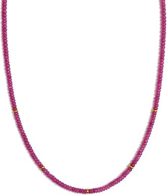 Jewelmak 14K 40.00 Ct. Tw. Pink Sapphire Necklace