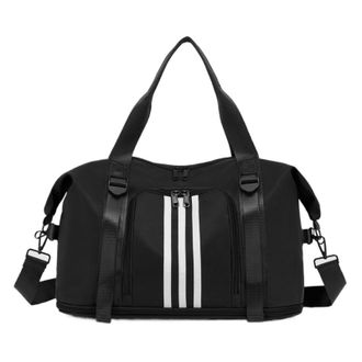 Generic Compatible For Unisex Large Travel Bag Multi-Functional Duffle Tote Handbags Nylon Waterproof Shoulder Women Wet Dry Pockets Gym Bags(Black B)