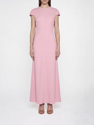 Jil Sander Long Virgin Wool Dress with Short Sleeves and Back Slit