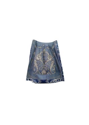 Etro Blue Cotton A-Line Skirt Size XL