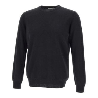 KANGRA Round-neck Knitwear, male, Black, Size: 2XL Crew-neck Wool Sweater