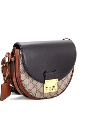 Gucci Padlock Saddle Shoulder Bag GG Coated Canvas and Leather Small crossbody bag - Nero