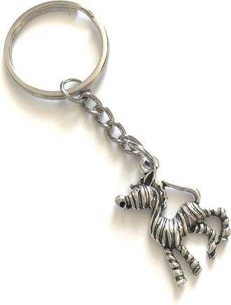 Generic KEYRING - Zebra - Silver Plated. Split Ring. Key Ring. Keychain. Zebra