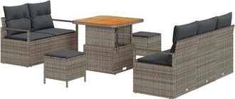 vidaXL Vidaxl - Juego De Sof&aacute; Para Jard&iacute;n De 8 Piezas Con Cojines Gris Polirat&aacute;n Acacia