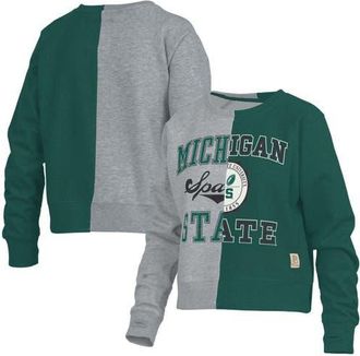 Pressbox Womens Pressbox Heather Gray Michigan State Spartans Half and Half Raglan Pullover Sweatshirt at Nordstrom, Size Medium