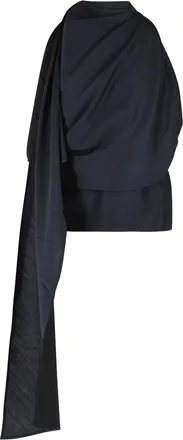 R&oacute;he gedrapeerde blouse van marineblauwe wolmix