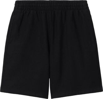 Burberry Black Cotton Logo Shorts Elastic Waist