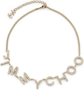 Jimmy Choo London logo-lettering necklace - women - Brass - One Size - Gold