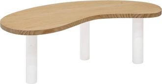 Deco Wood Mesa de centro de madera maciza de blanco y tono medio 118,5x40cm