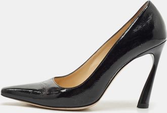 Jimmy Choo London Black Patent Leather Square Toe Pumps