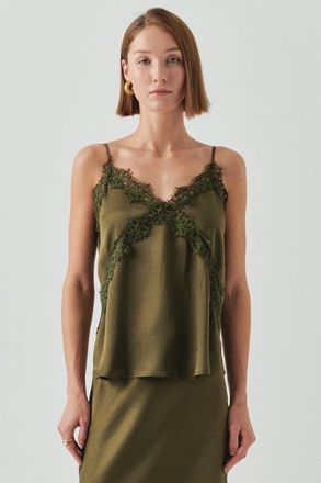 Exquise Hana V Neck Camisole Blouse in Khaki at Nordstrom, Size X-Small