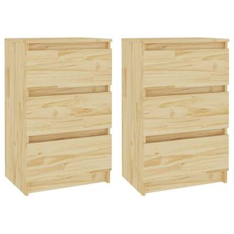 vidaXL Vidaxl - Mesitas De Noche 2 Uds Madera Maciza De Pino 40x29,5x64 Cm