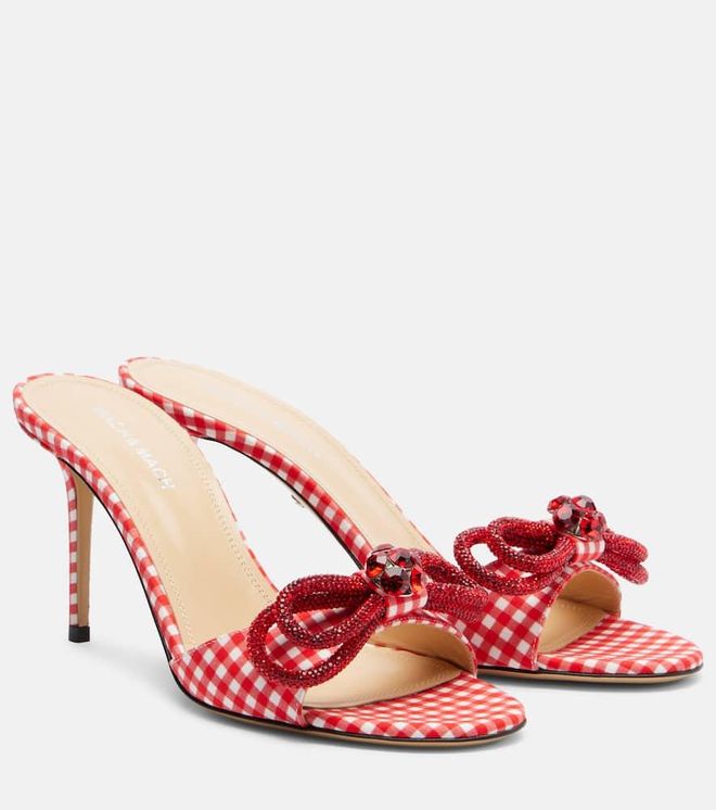 Double Bow 85 gingham mules