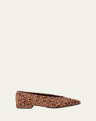 Loro Piana Boucle Plaid Ballerina Flats