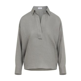 Brunello Cucinelli Brunello Cucinelli, Blouses, female, Gray, Size: M Linen Blouse