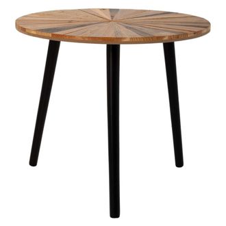 Wanderlust Deco Mesa auxiliar redonda de madera y metal marron 60x60x50