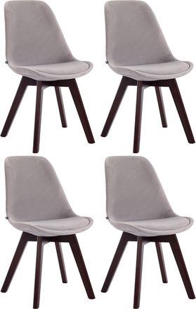 Clp Clp - Set De 4 Sillas De Comedor Borneo Tapizadas En Terciopelo Gris Nogal