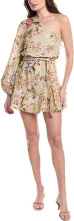 Hemant & Nandita One-Shoulder Eyelet Mini Dress
