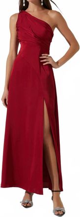 Astr Atoila One Shoulder Maxi Dress In Wine