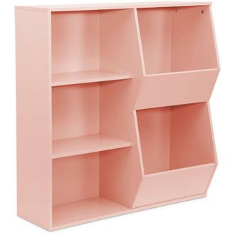 Sweeek Sweeek - Childrens storage unit, 3 shelves and 2 storage spaces, Tobias, Pink, 80x23.8x82.5 cm