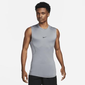 Nike Mens Nike Pro Dri-FIT Tight Sleeveless Fitness Top in Grey | FB7914-084