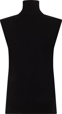 Toteme Womens Sleeveless Sweater High Collar Black Wool