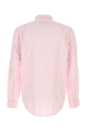 Polo Ralph Lauren Mens Embroidered Linen Blend Shirt 7232bpinkwhite Exterior: Cotton Camicie