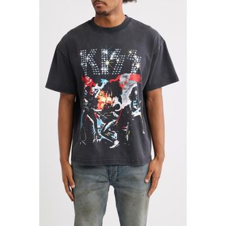 Bravado Oversize KISS Graphic T-Shirt in Black Wash at Nordstrom, Size Xx-Large