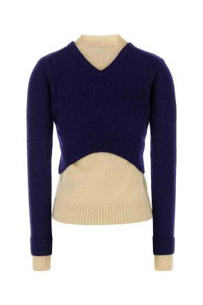 Jil Sander Womens Navy Blue Wool Blend Sweater Moon River Exterior: Virgin Nylon Maglieria