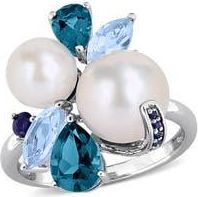 Delmar Cultured Pearl & Semiprecious Stone Cluster Ring in Blue at Nordstrom Rack, Size 5