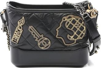 Chanel 2017-2018 small Gabriel De Chanel quilted embellished shoulder bag - women - Leather - One Size - Black