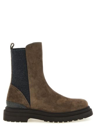 Brunello Cucinelli Brown Solid Round Toe Boots