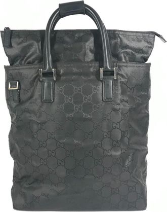 Gucci Black Nylon Handbag Tote Bag (Pre-Owned)